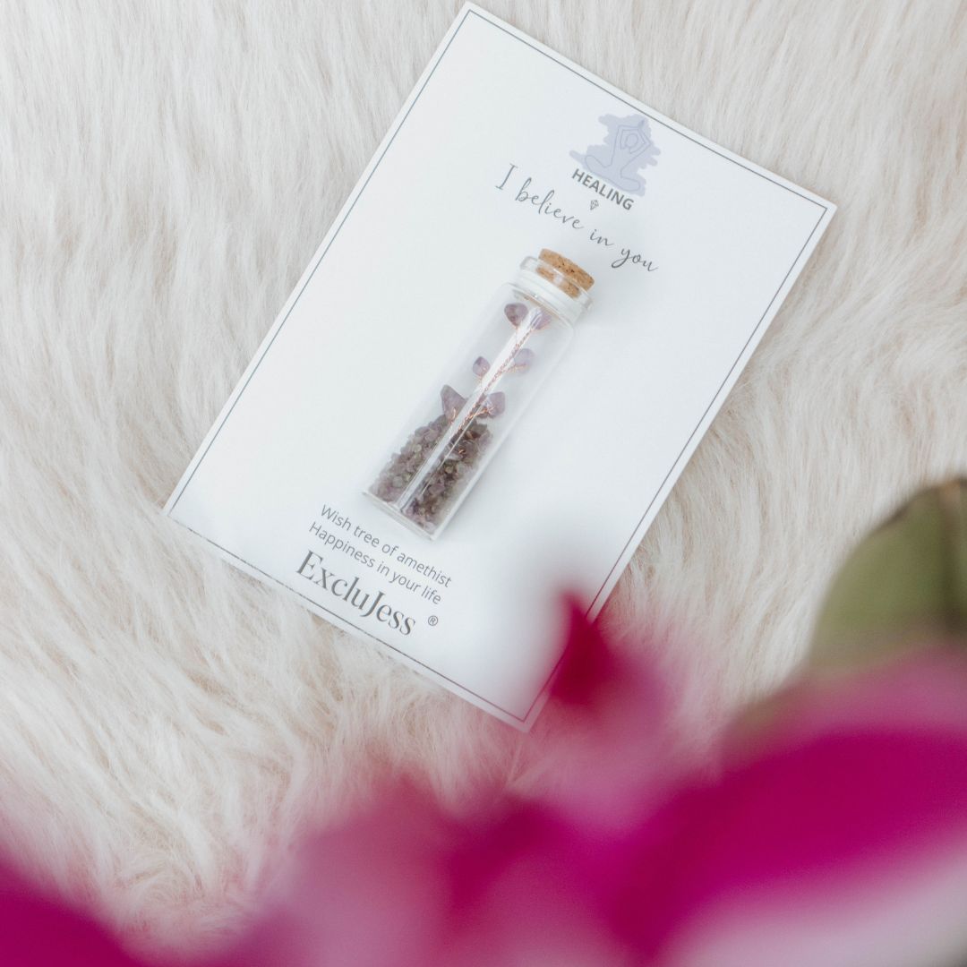 Wish bottle healing card amethyst