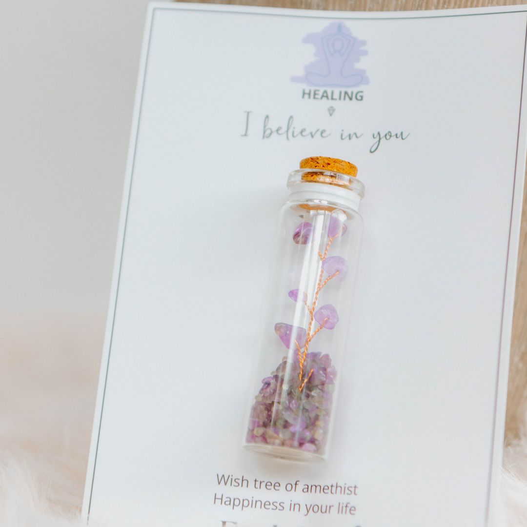 Wish bottle healing card amethyst