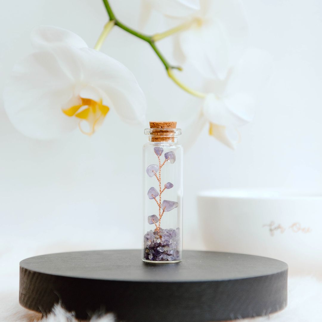 Wish bottle healing card amethyst