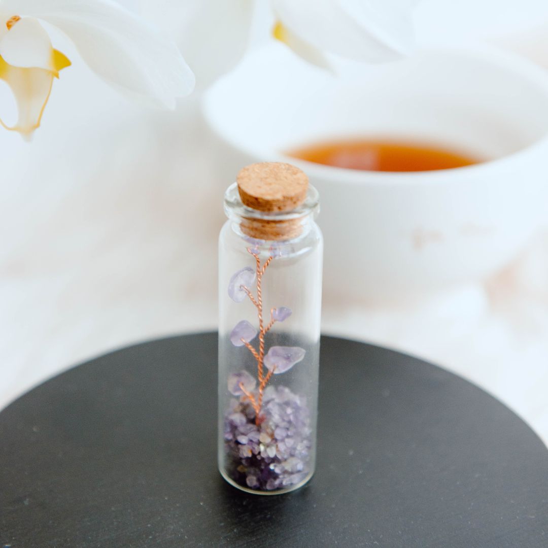 Wish bottle healing card amethyst