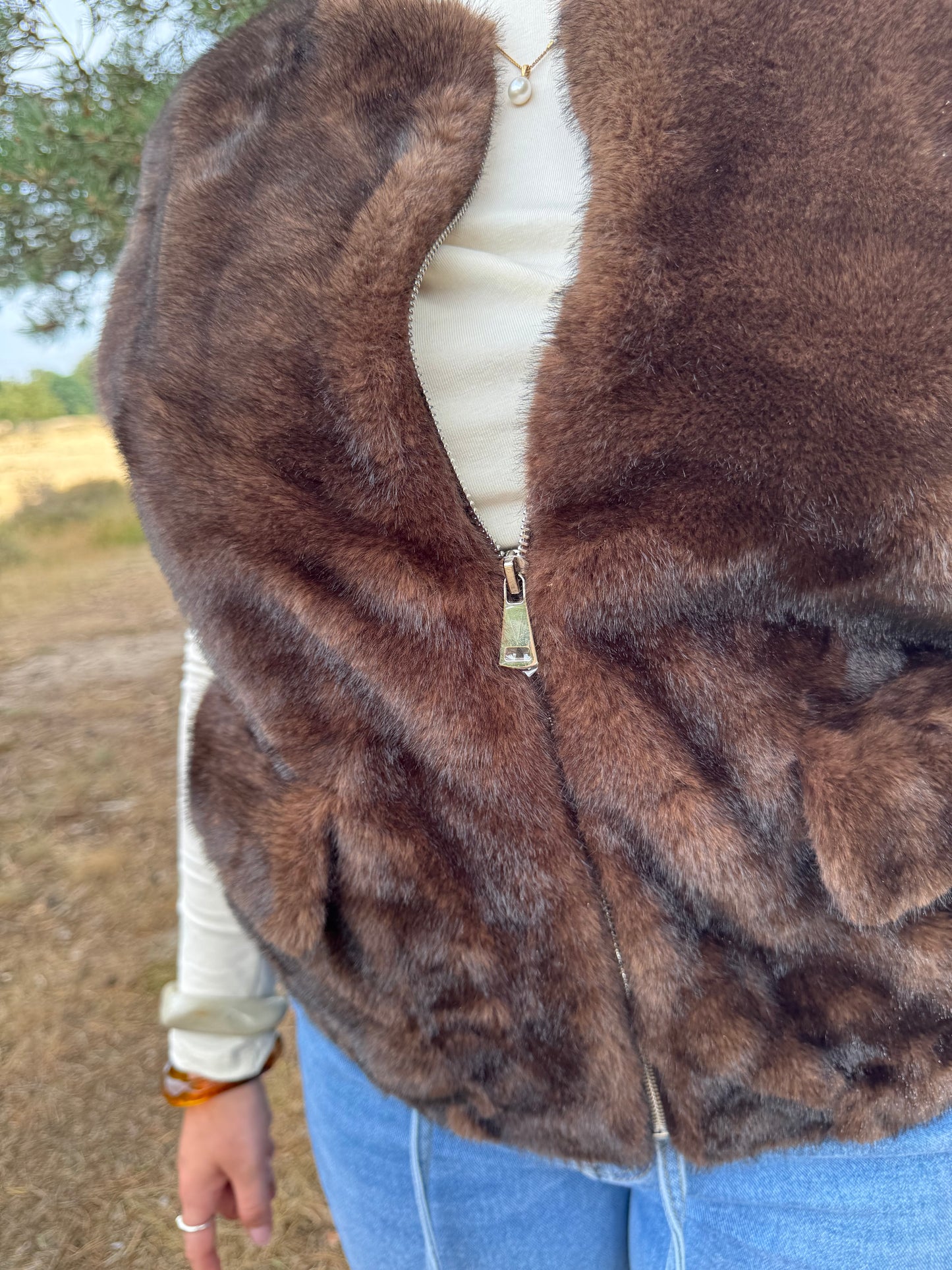 Paris Faux Fur bodywarmer Bruin
