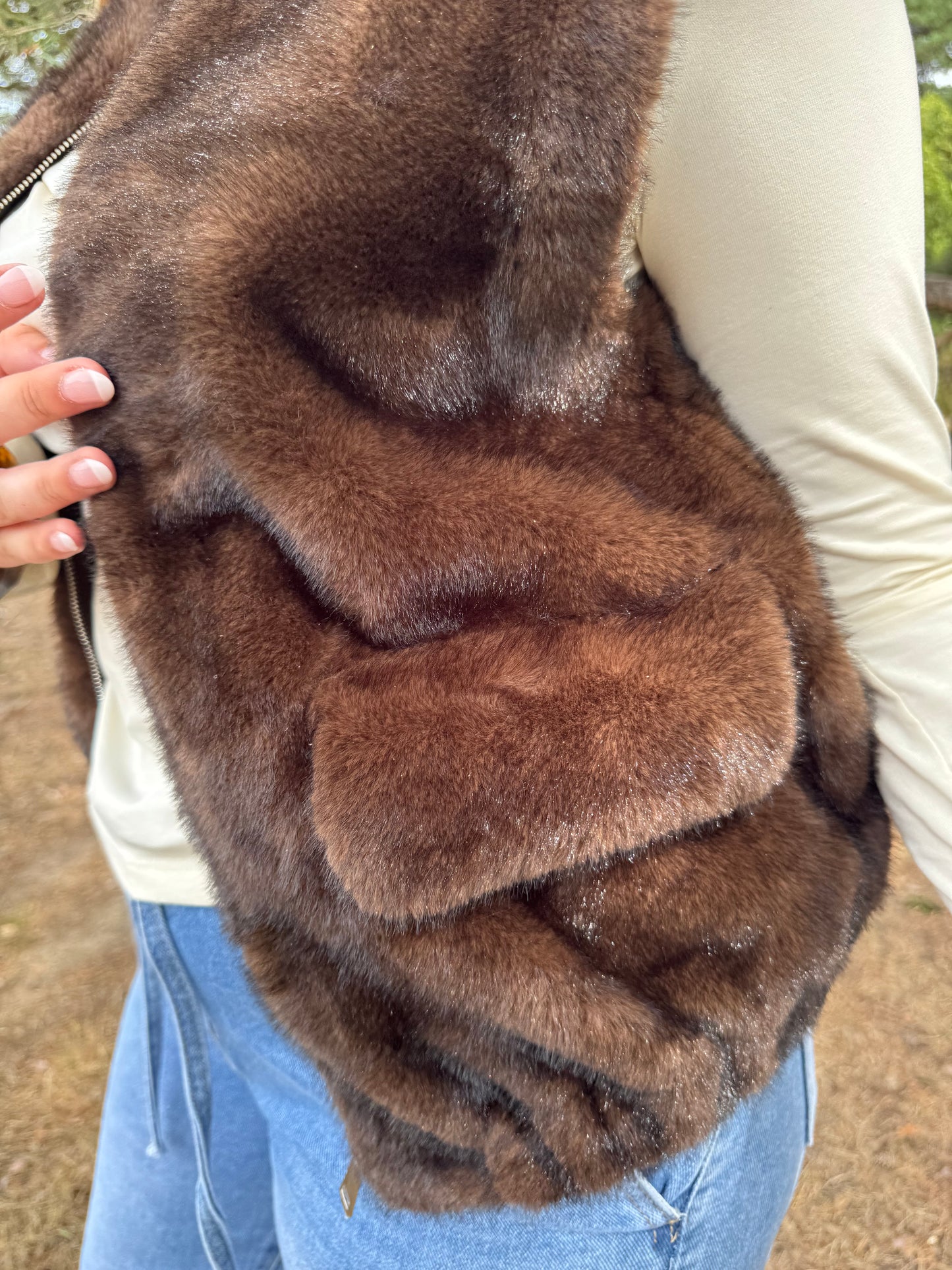 Paris Faux Fur bodywarmer Bruin