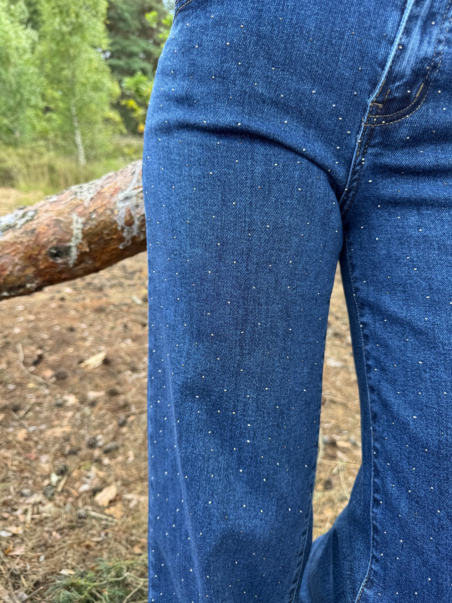 Donker Blauwe Jeans Subtiele Glitter