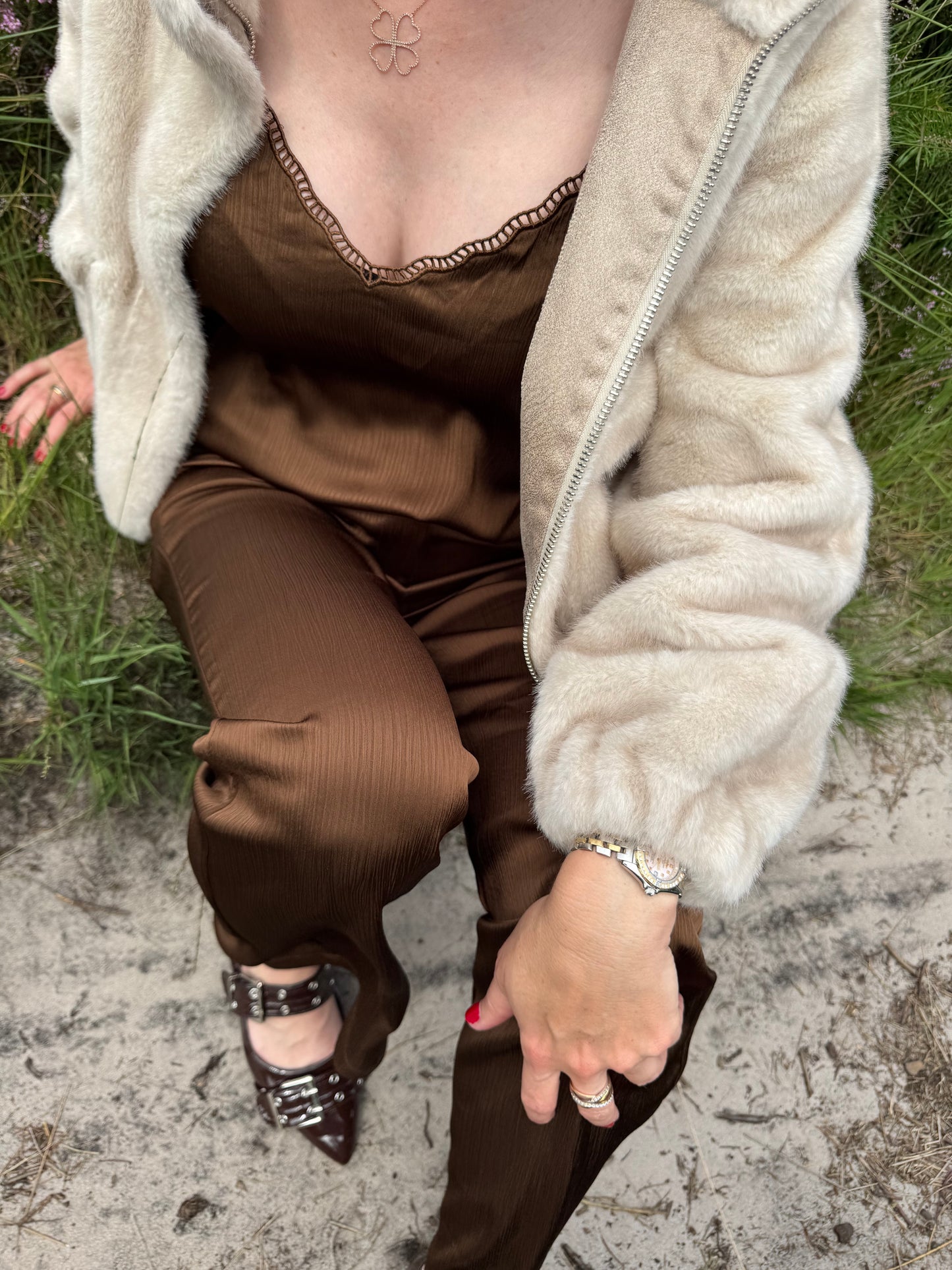 Faux Fur Jacket Paris Beige