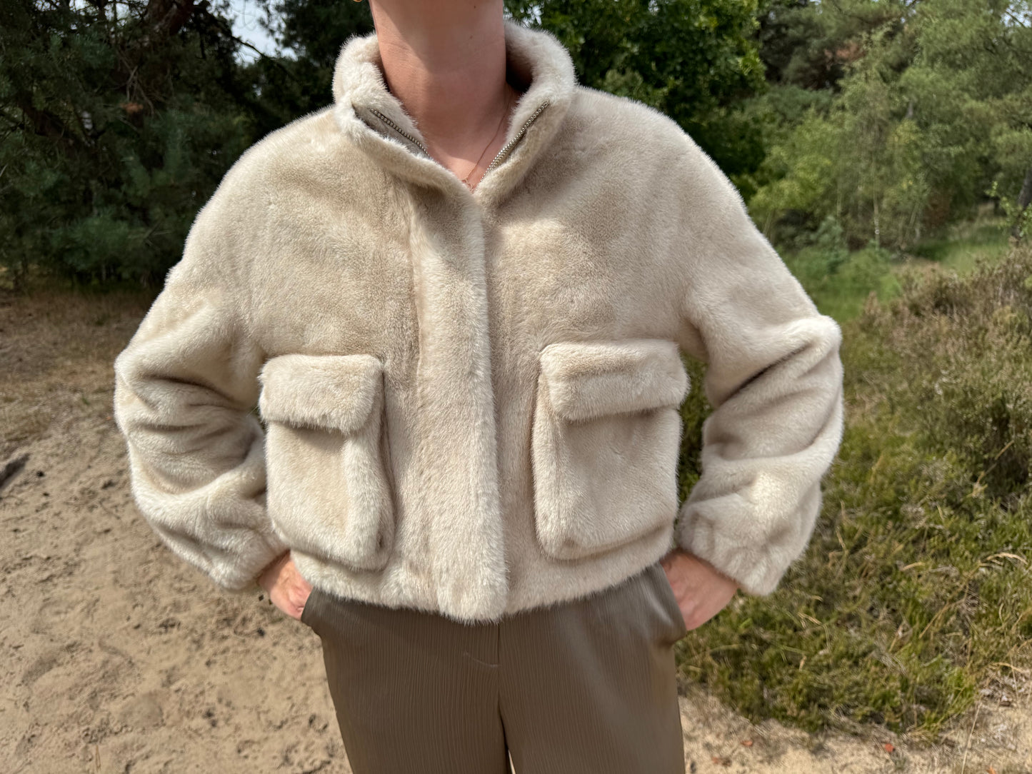 Faux Fur Jacket Paris Beige