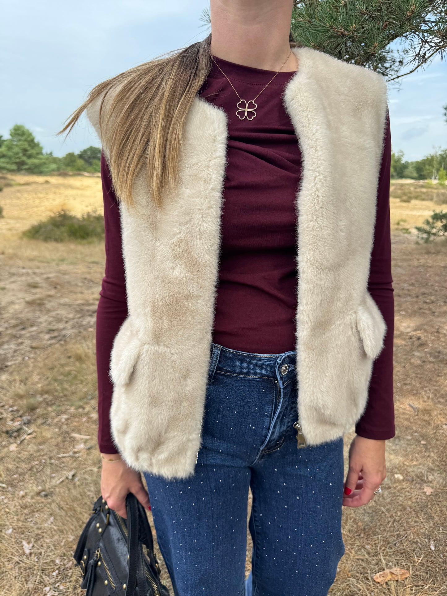 Paris Faux Fur bodywarmer Cream