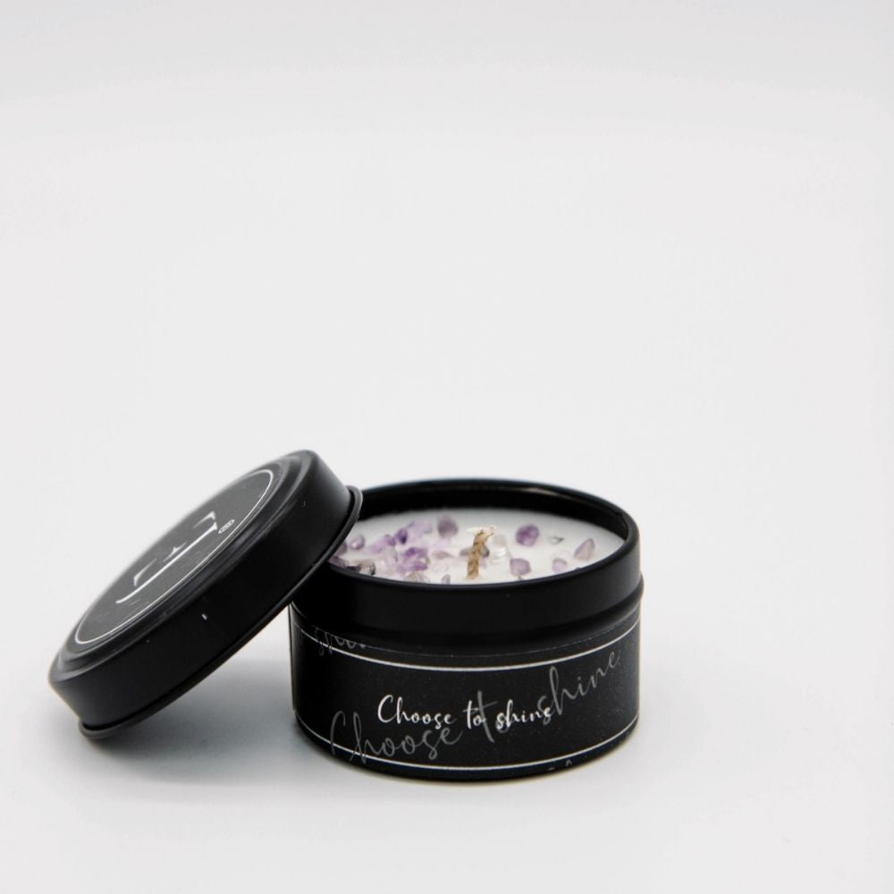 Quote candle in tin – Choose to shine (small size)