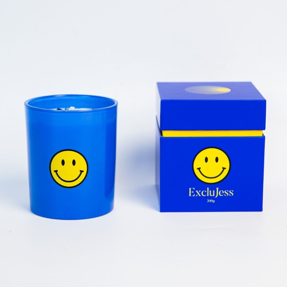 Smiley candle – Blue