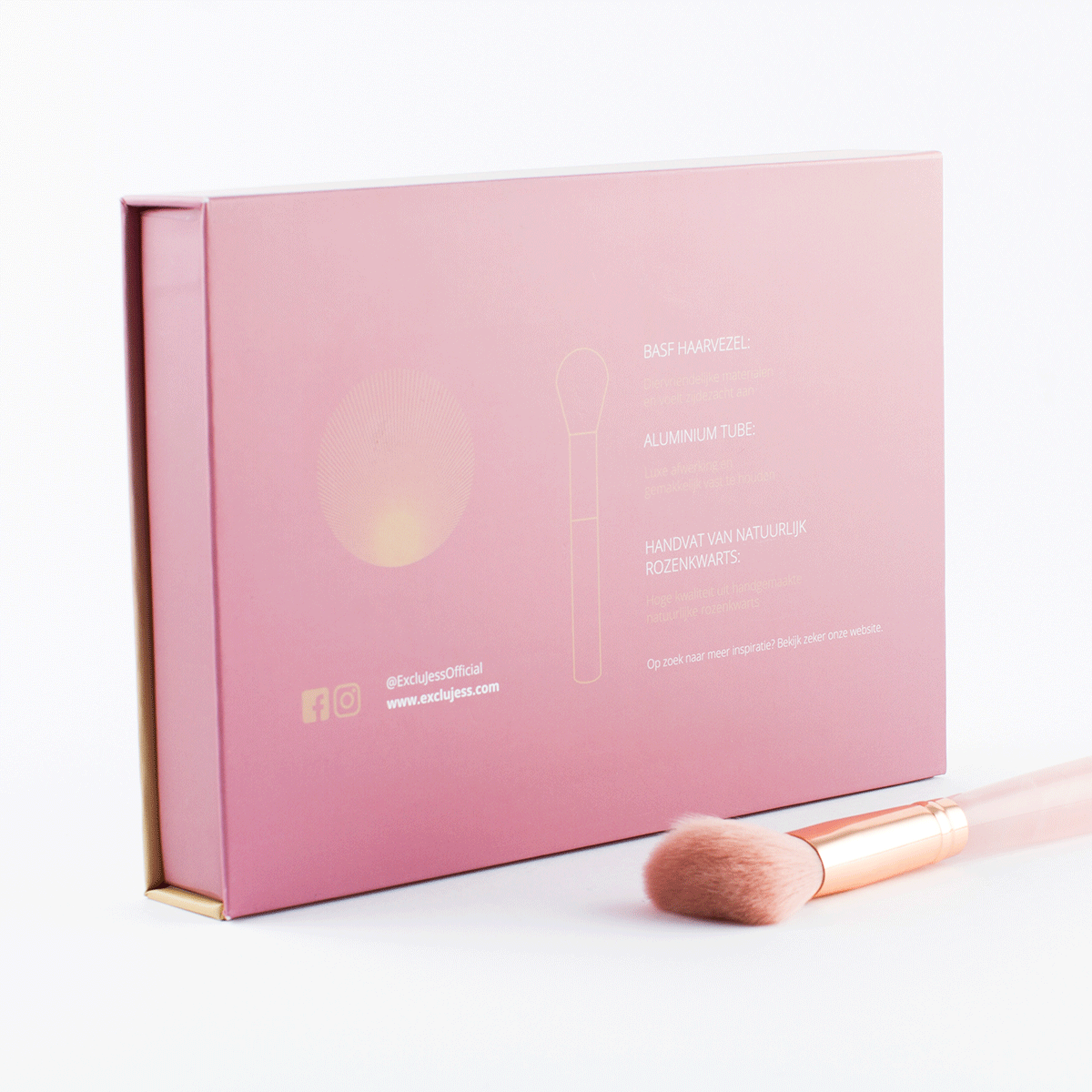 Rose quartz makeup brushes