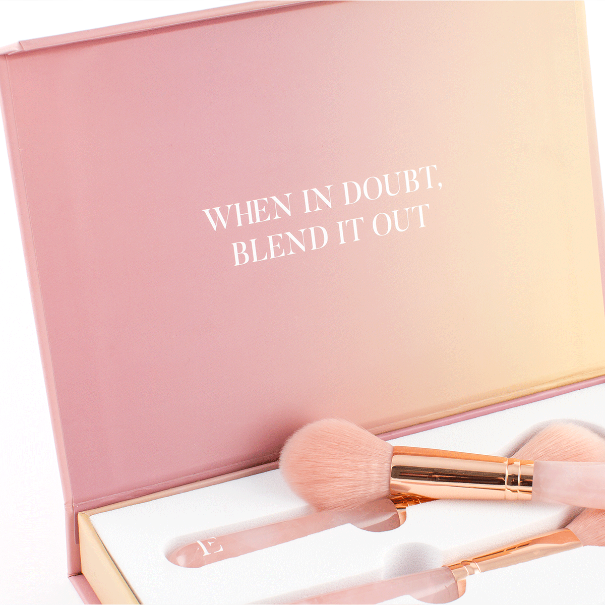 Rose quartz makeup brushes