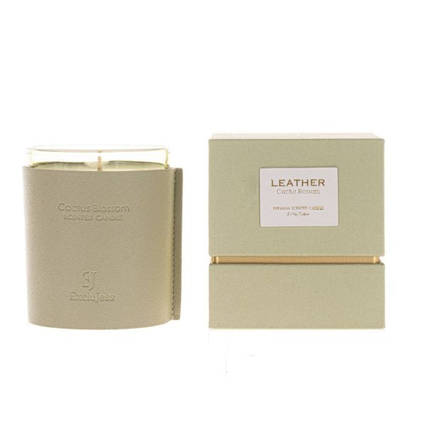 Premium leather scented candle – cactus blossom