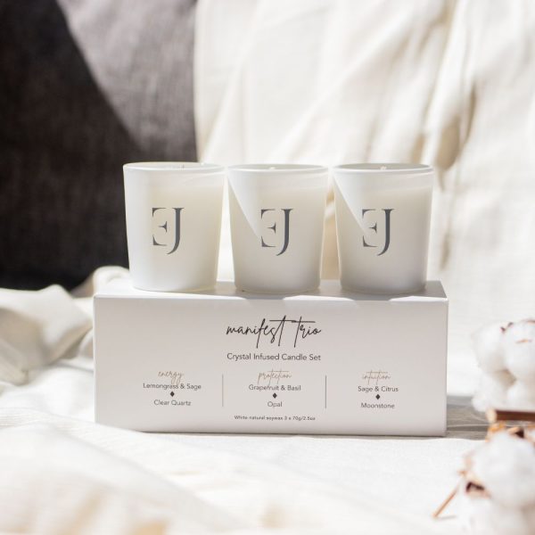 Manifest candles – set of 3 – white