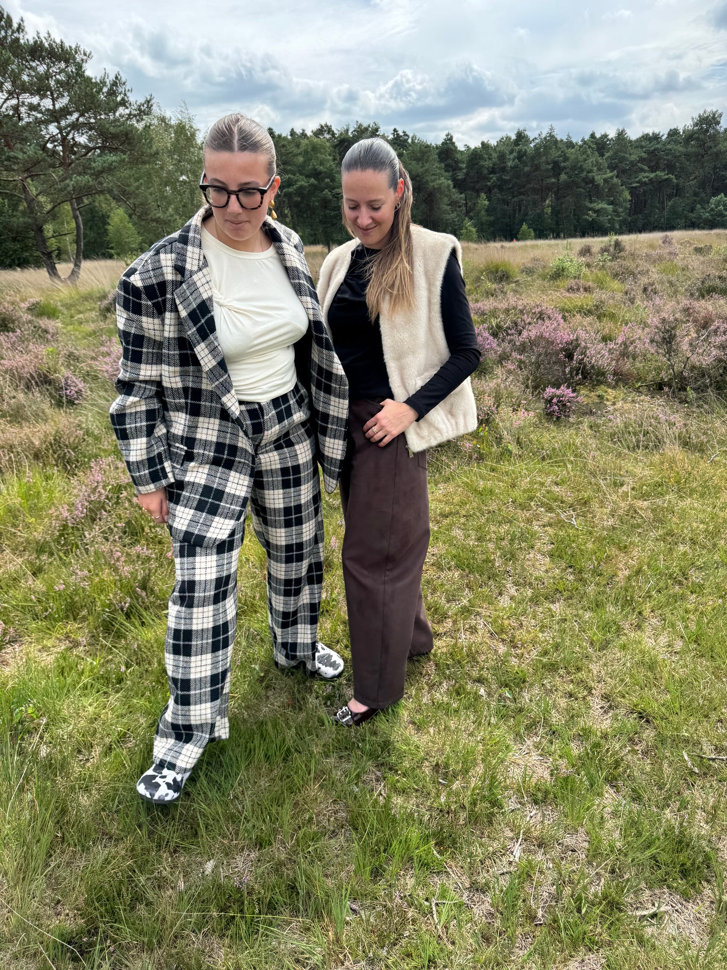 Baggy broek Londen met ruit patroon zwart