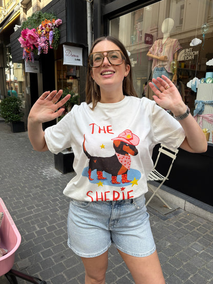 Laila – T-shirt met teckelprint dames