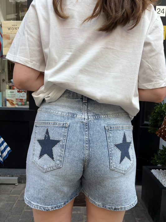 Cleo  Jeans short met sterren op de achterzakken dames