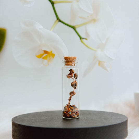 Wish bottle happy birthday card tiger eye tree