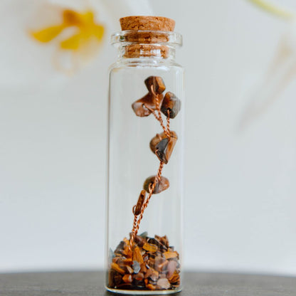Wish bottle happy birthday card tiger eye tree