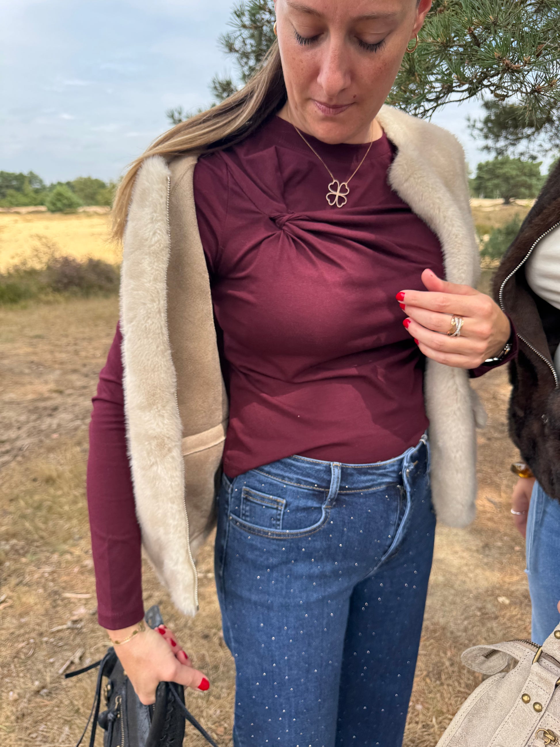 Essential t-shirt lange mouwen bordeaux