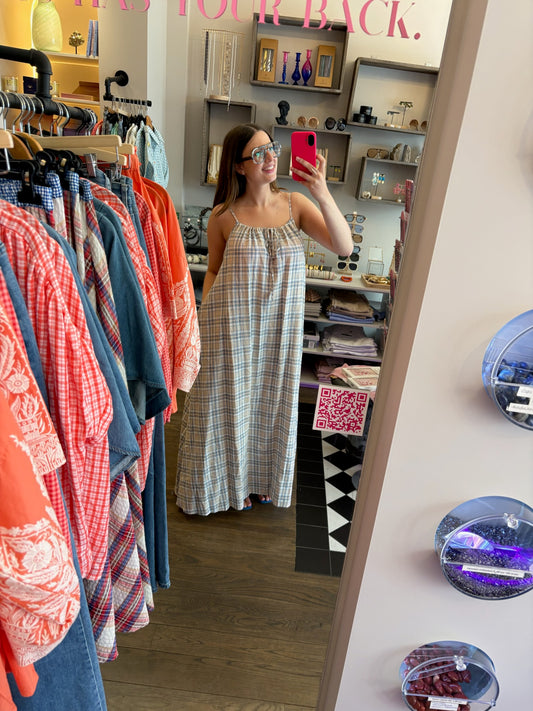 Mo Lange geruite zomerjurk dames
