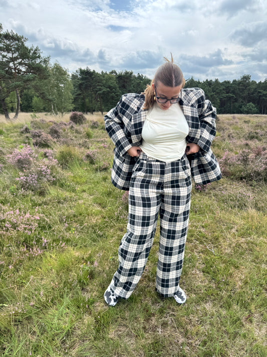 Baggy broek Londen met ruit patroon zwart