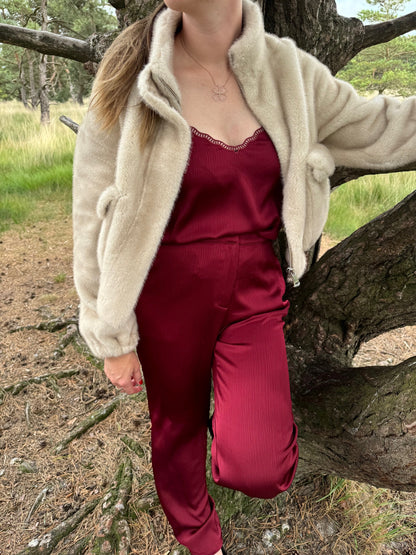 Satijnen broek Burgundy