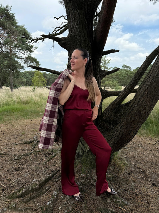 Satijnen broek Burgundy