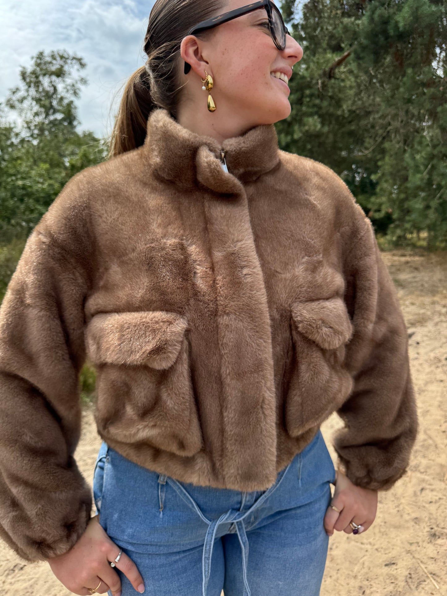 Faux Fur Jacket Paris Camel