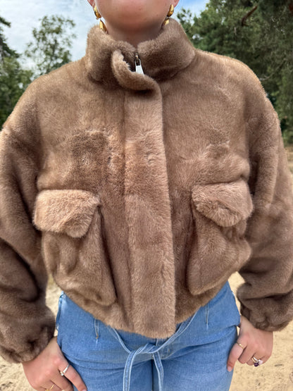 Faux Fur Jacket Paris Camel