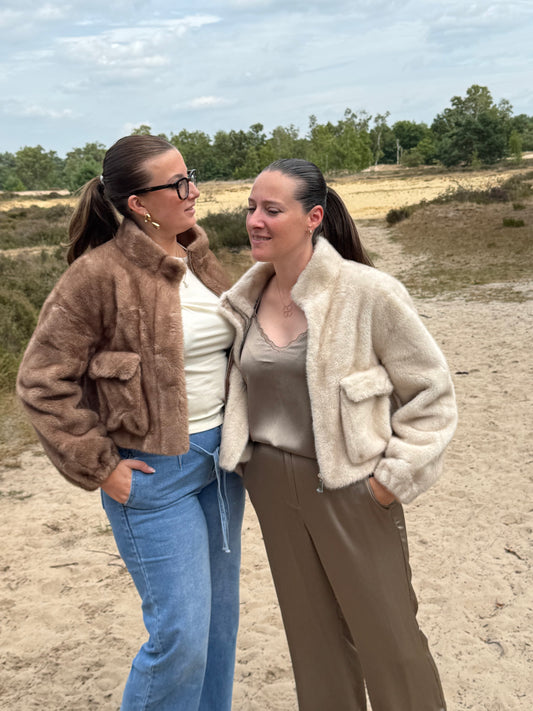 Faux Fur Jacket Paris Camel
