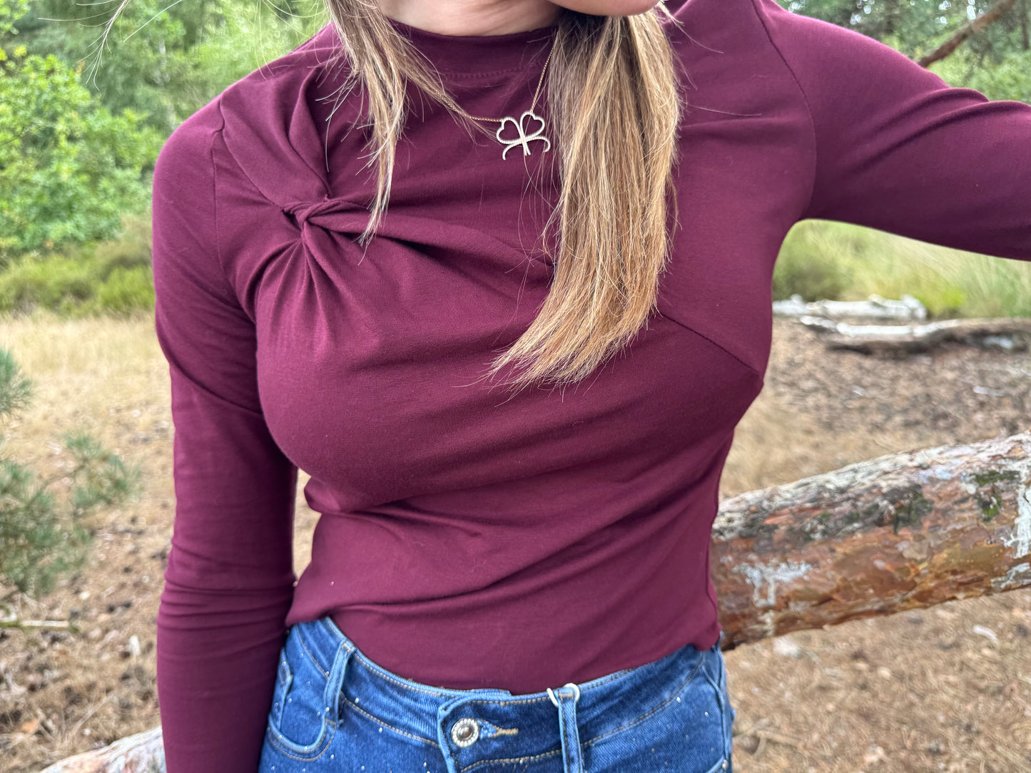 Essential t-shirt lange mouwen bordeaux