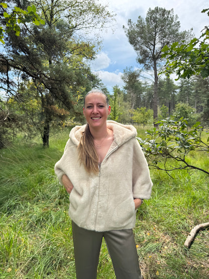 Faux Fur Jacket Beige met kap