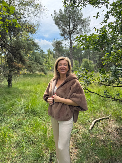 Faux Fur Jacket Camel met kap