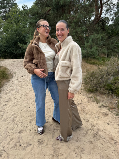 Faux Fur Jacket Paris Beige