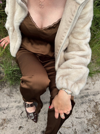 Faux Fur Jacket Paris Beige