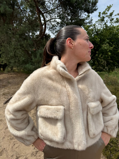 Faux Fur Jacket Paris Beige