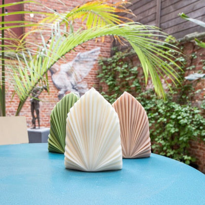 Palm spear shell candle green: sea salt & sage