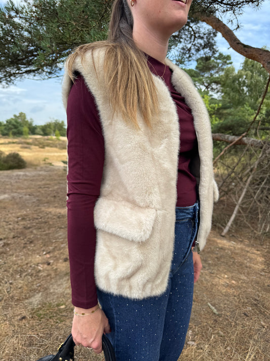 Paris  Faux Fur bodywarmer Cream
