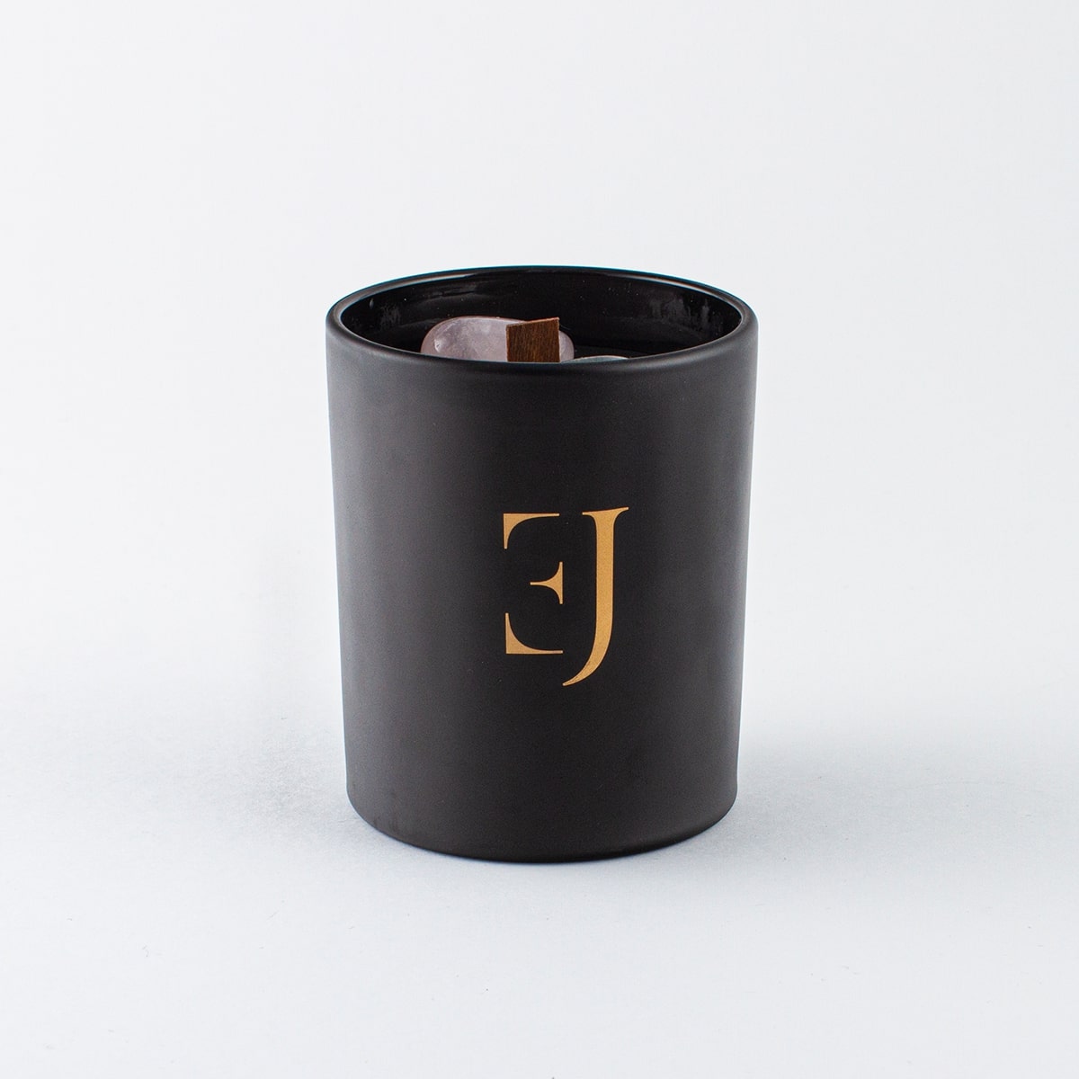 Black luxury scented candle with crystals and unique chain