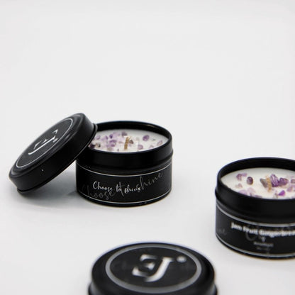 Quote candle in tin – Choose to shine (small size)