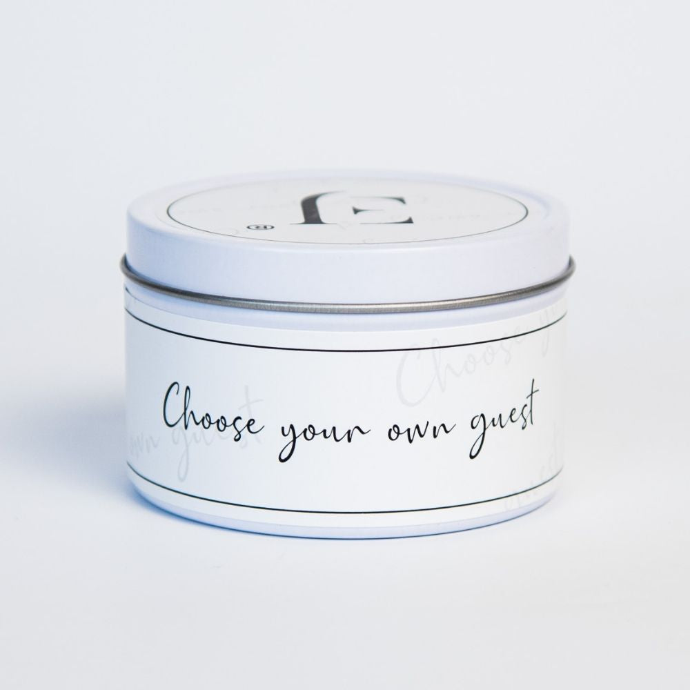 Quote candle in a can – Choose your own guest