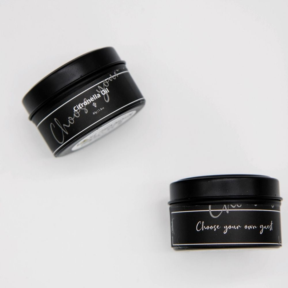Quote candle in tin – Choose your own guest (small size)