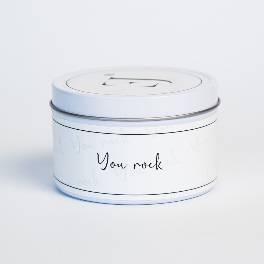 Quote candle in tin – You rock