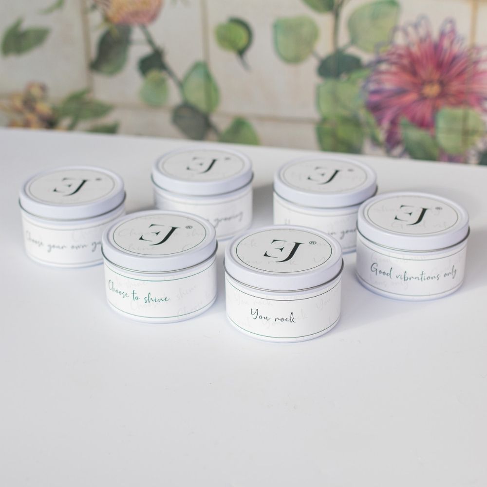 Quote candle in tin – Good vibrations only