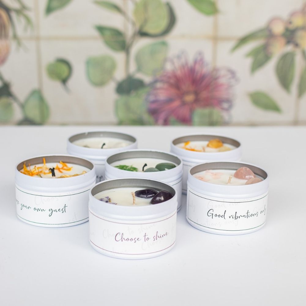 Quote candle in tin – Good vibrations only