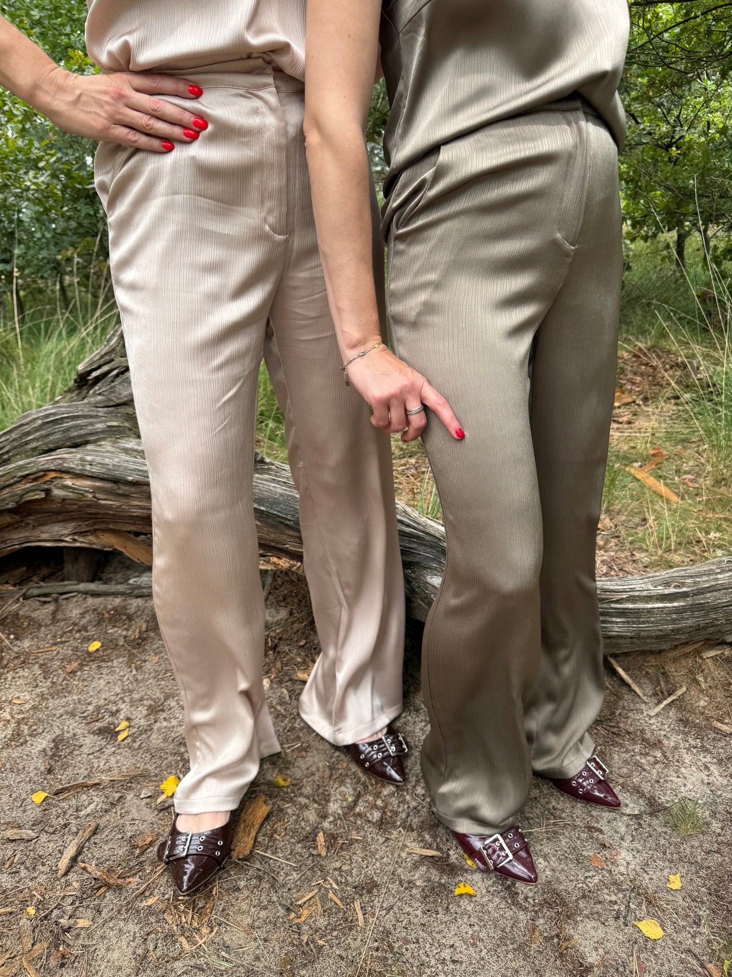 Satijnen broek grege