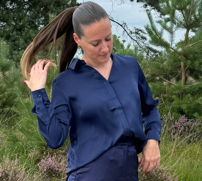 Satijnen hemd Navy Blue