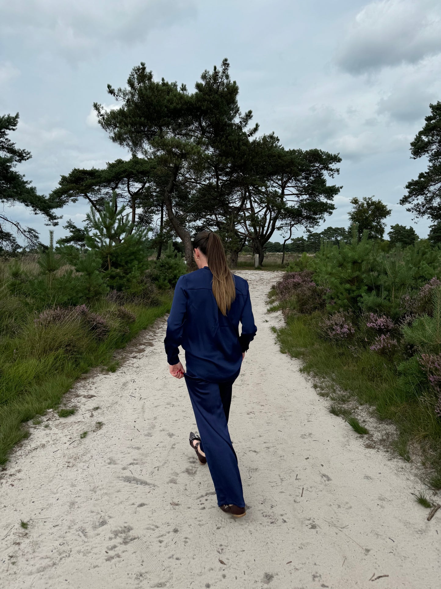 Satijnen hemd Navy Blue