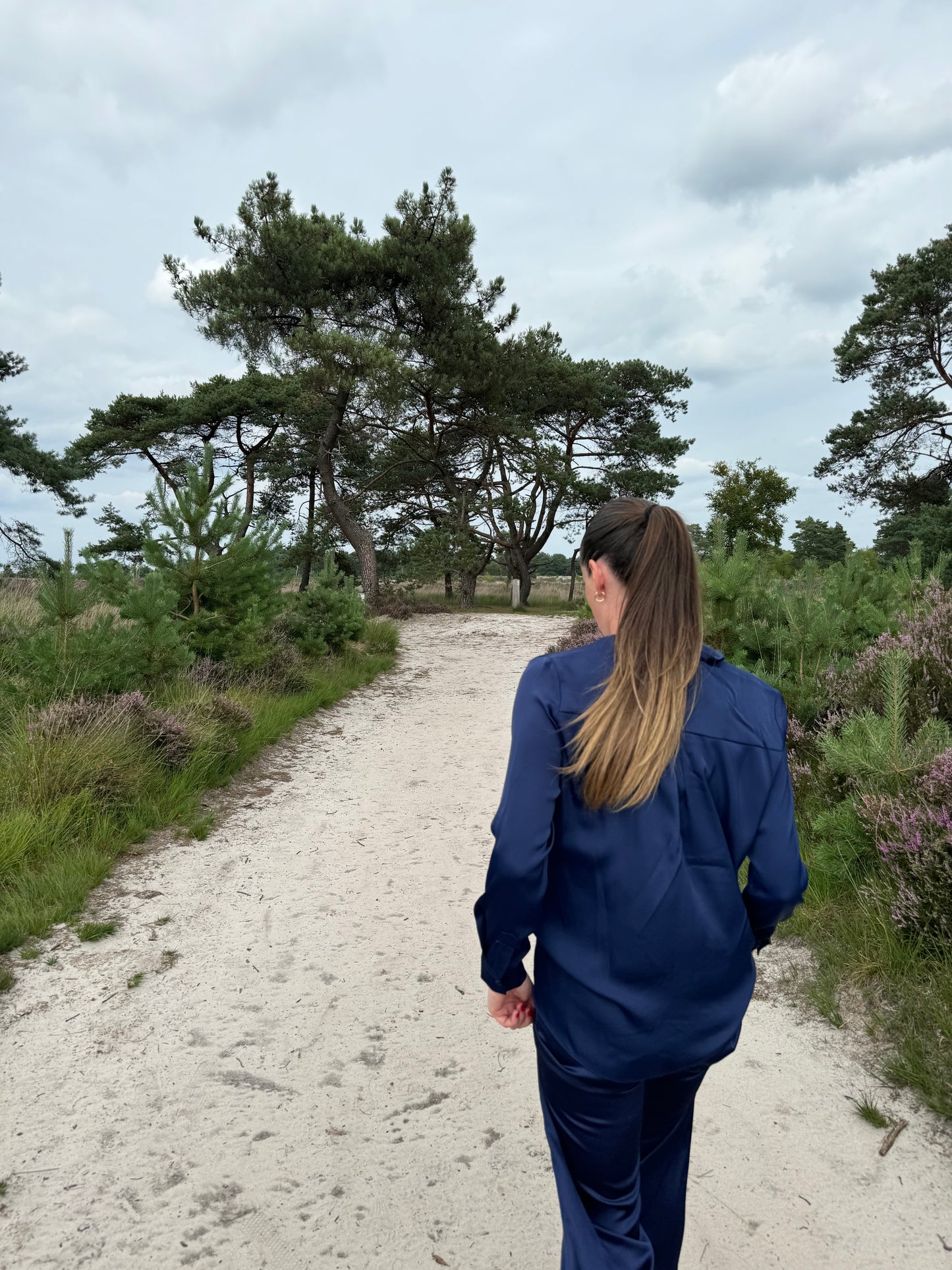 Satijnen hemd Navy Blue