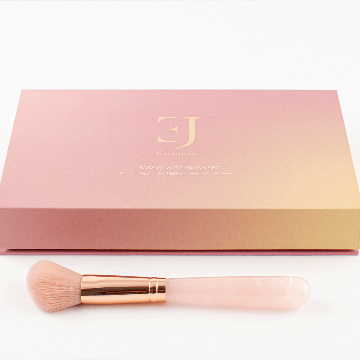 Rose quartz makeup brushes