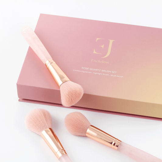 Rose quartz makeup brushes